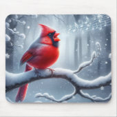 Kardinaal zingen met muzieknoten muismat (Voorkant)