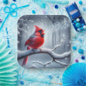 Kardinaal zingen met muzieknoten papieren bordje (Feest)