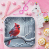 Kardinaal zingen met muzieknoten papieren bordje (Feest)