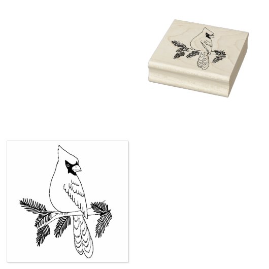 Kardinaal zit op een pijnlijk hoest rubberstempel (Gestempeld)