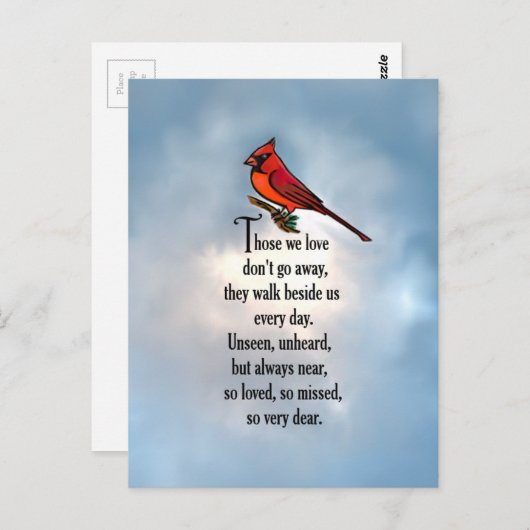 Kardinaal "zo geliefd" gedicht briefkaart (Voorkant / Achterkant)