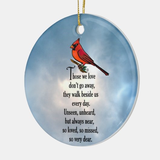 Kardinaal "Zo geliefd" gedicht Keramisch Ornament (Links)