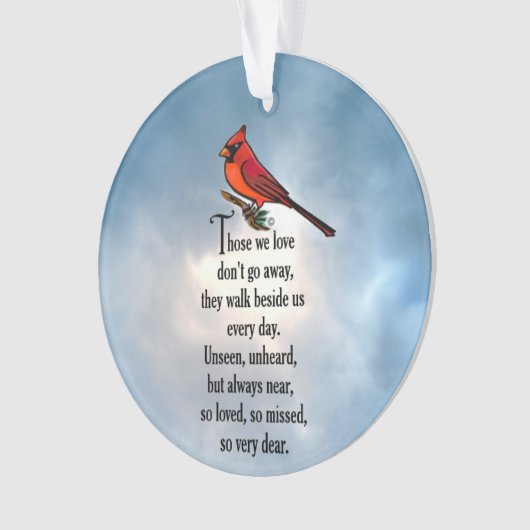 Kardinaal "zo geliefd" gedicht ornament (voorkant)