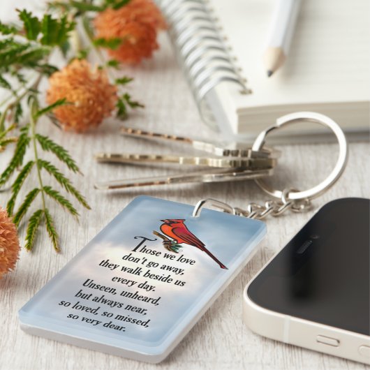 Kardinaal "Zo geliefd" gedicht Sleutelhanger (Voorkant Rechts)