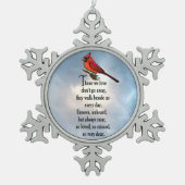 Kardinaal "Zo geliefd" gedicht Tin Sneeuwvlok Ornament (Voorkant)