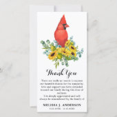 Kardinaal Zonnebloemen Funeral Memorial Sympathie Bedankkaart (Voorkant)