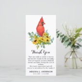 Kardinaal Zonnebloemen Funeral Memorial Sympathie Bedankkaart (Staand voorkant)