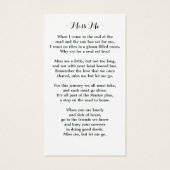 Kardinaal Zonnebloemen Memorial Funeral Prayer Kaa Visitekaartje (Achterkant)