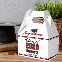 Kardinaalrode afstudeerfeest klas van 2026 op maat bedankdoosjes