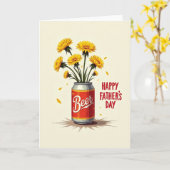 Kardinaalrode Bloemen Vaderdag Kaart (Gele Bloem)