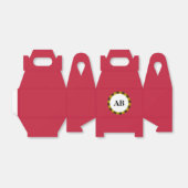 Kardinaalrode effen kleur met monogram bedankdoosjes (Uitgevouwen)