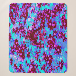 Kardinaalrode en Roze Wilde Bloemen op Blauw Sherpa Deken