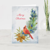 Kardinaalrode jeneverbessen Kerstmis Feestdagen Kaart (Voorkant)