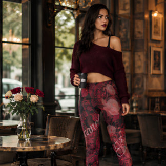 Kardinaalrode Kant Rozen Romantische Gotische Bloe Leggings