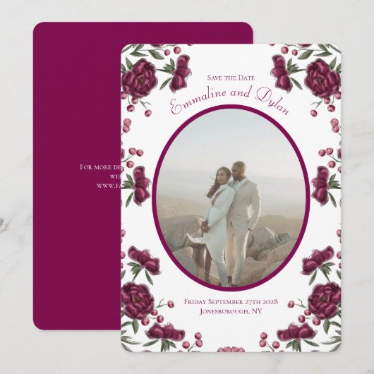 Kardinaalrode Roos Bruiloft Save the Date Kaart (Voorkant / Achterkant)