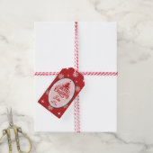 Kardinaalrode Sneeuwvlokken Kerst Cadeaulabel (Met Touw)