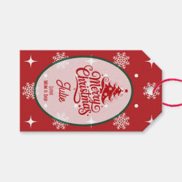 Kardinaalrode Sneeuwvlokken Kerst Cadeaulabel
