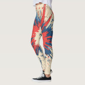 Kardinaalrode stripbocexplosie snelheidslijn leggings (Links)