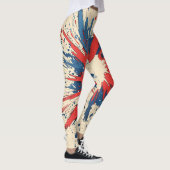 Kardinaalrode stripbocexplosie snelheidslijn leggings (Rechts)