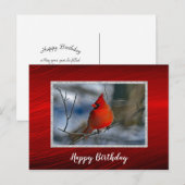 Kardinaalrode Winter Foto Verjaardag Briefkaart (Voorkant / Achterkant)