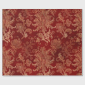 Kardinaalrood en goud vintage damast cadeaupapier (Vlak)