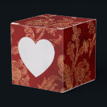 Kardinaalrood en gouden vintage damast bedankdoosjes<br><div class="desc">Vintage fluweel kardinaalrood en namaak goud folie bloemend damast cadeaudoosje.</div>