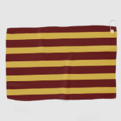 Kardinaalrood en Metaalgoud Verticaal Gestreepte Golfhanddoek (Horizontaal)