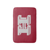 Kardinaalrood en wit monogram in varsity-lettersti badmat (Voorkant Verticaal)
