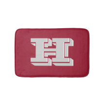 Kardinaalrood en wit monogram in varsity-lettersti