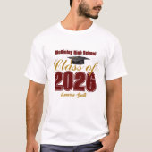 Kardinaalrood Goud Afstudeerklas 2026 Op Maat Gema T-shirt (Voorkant)