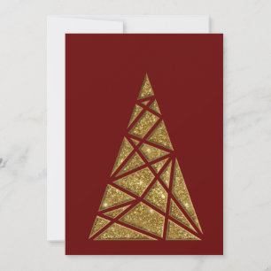 Kardinaalrood Gouden Glitter Kerstboom Plat Notiti Notitiekaartje