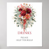 Kardinaalrood herfst bloem drankjes Eucalyptus bor Poster (Voorkant)