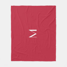 Kardinaalrood met monogram fleece deken