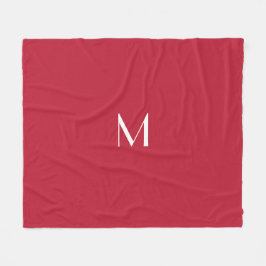 Kardinaalrood met monogram fleece deken