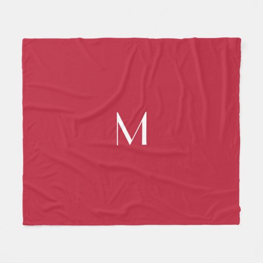 Kardinaalrood met monogram fleece deken (Voorkant (Horizontaal))