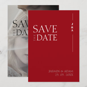 Kardinaalrood Monogram Foto Bruiloft Save The Date