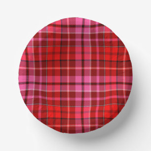 Kardinaalrood Roze Geruite Tartan Design  Papieren Kommen