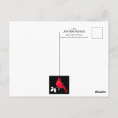 Kardinaalrood Vogel Zwart Wit Modern Wenskaart Briefkaart (Achterkant)