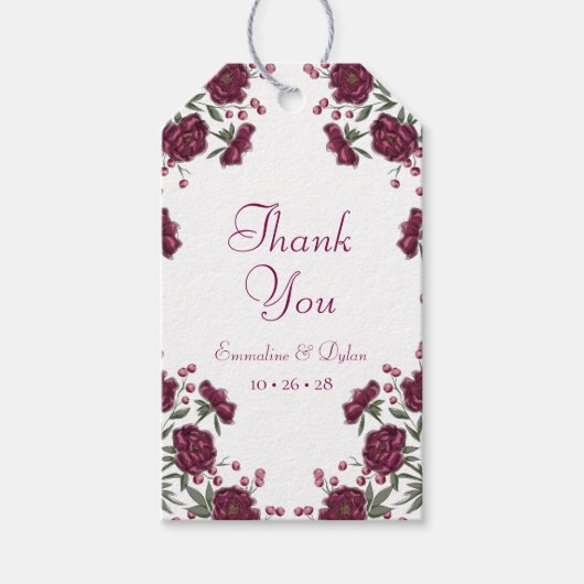 Kardinaalroze Huwelijk Cadeaulabel (Voorkant)