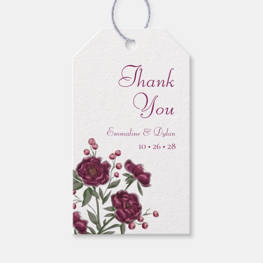Kardinaalroze Huwelijk Cadeaulabel (Voorkant)