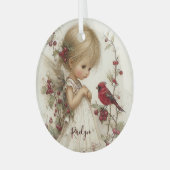 Kardinaalvleugels en winterwensen glas ornament (Voorkant links)