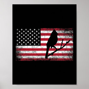Kardinaalvogel 4 juli Amerikaanse vlag Amerika Pa Poster