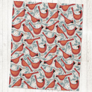 Kardinaalvogel Amerikaanse Dogwood Bloem Blokprint Fleece Deken