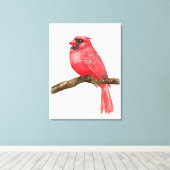 Kardinaalvogel aquarel canvas afdruk (Insitu (Houten vloer))