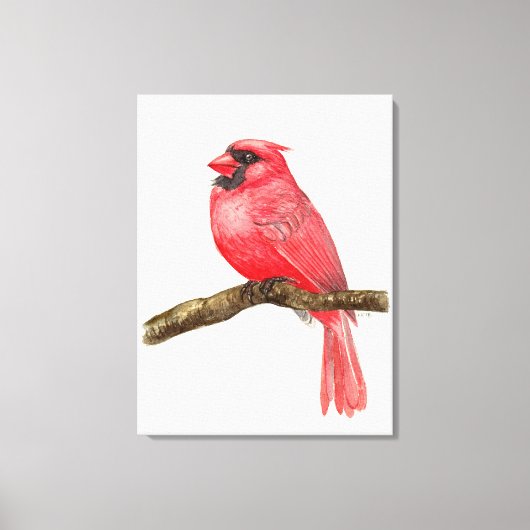 Kardinaalvogel aquarel canvas afdruk (Voorkant)