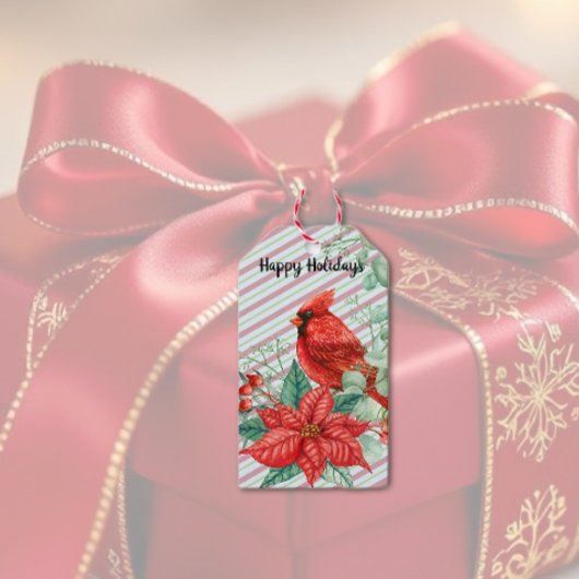 Kardinaalvogel in feestelijke stemming cadeaulabel