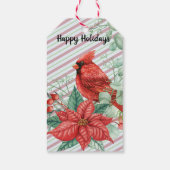Kardinaalvogel in feestelijke stemming cadeaulabel (Achterkant)