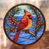 Kardinaalvogel in het Berry Struik Faux Glas in lo Raamsticker (Vel 2)