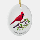 Kardinaalvogel in kerst-rood keramisch ornament (Rechts)