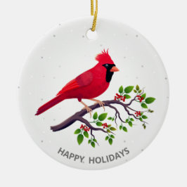Kardinaalvogel in kerst-rood keramisch ornament